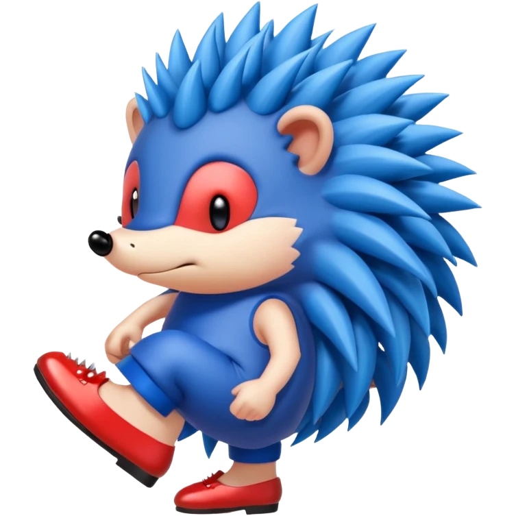 Blue hedgehog with red shoes and peach arms with large quills emoji