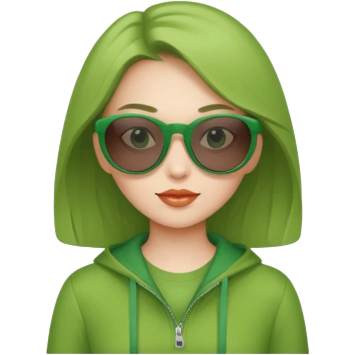 girl in green ourtfit and sunglasses emoji