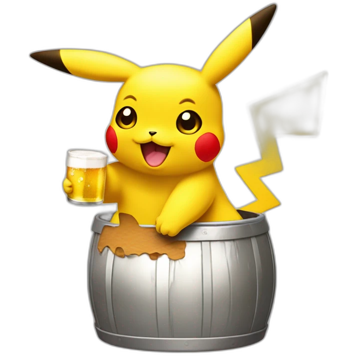Pikachu buvant une bière emoji