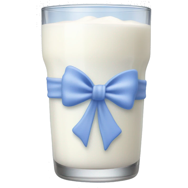 Glass of milk with a Periwinkle bow wrapped around the glass  emoji