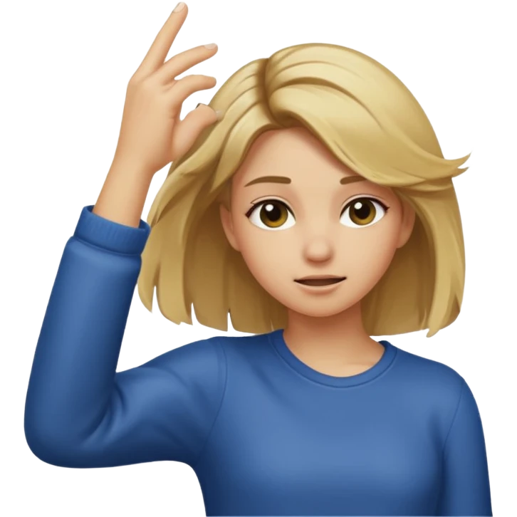 a dirty blonde hair girl dabbing emoji