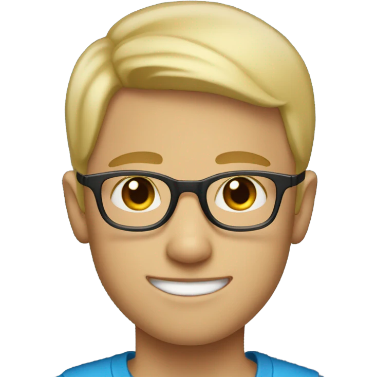 blonde short hair boy with glasses blue ey emoji