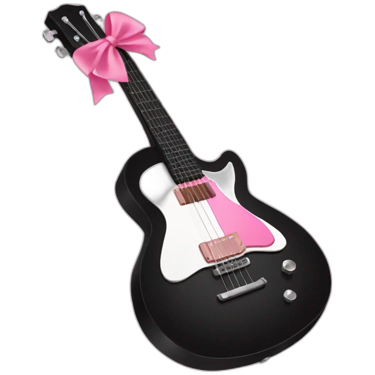 Black guitar with a thin coquette pink bow  emoji