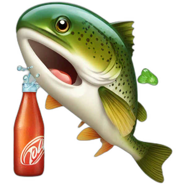 trout drinking soda bottle emoji