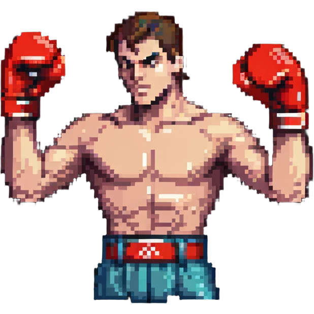 Pixel art boxer throwing a punch emoji
