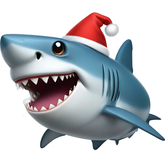 shark wearing santa hat emoji