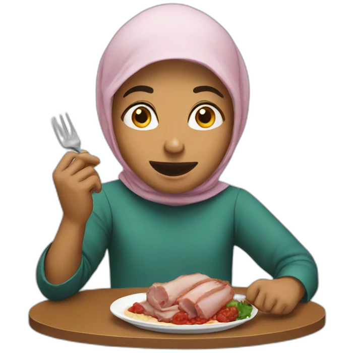 Muslim eating pork emoji