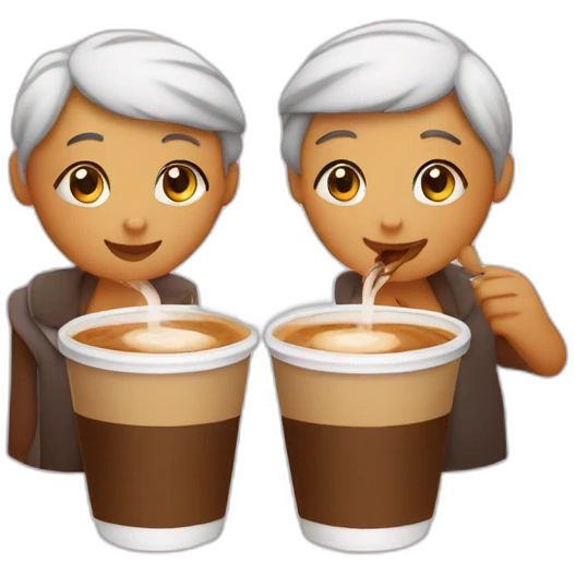 Tia y sobrina tomando café  emoji