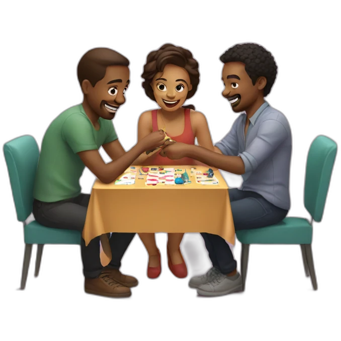 3 Friends playing board game emoji