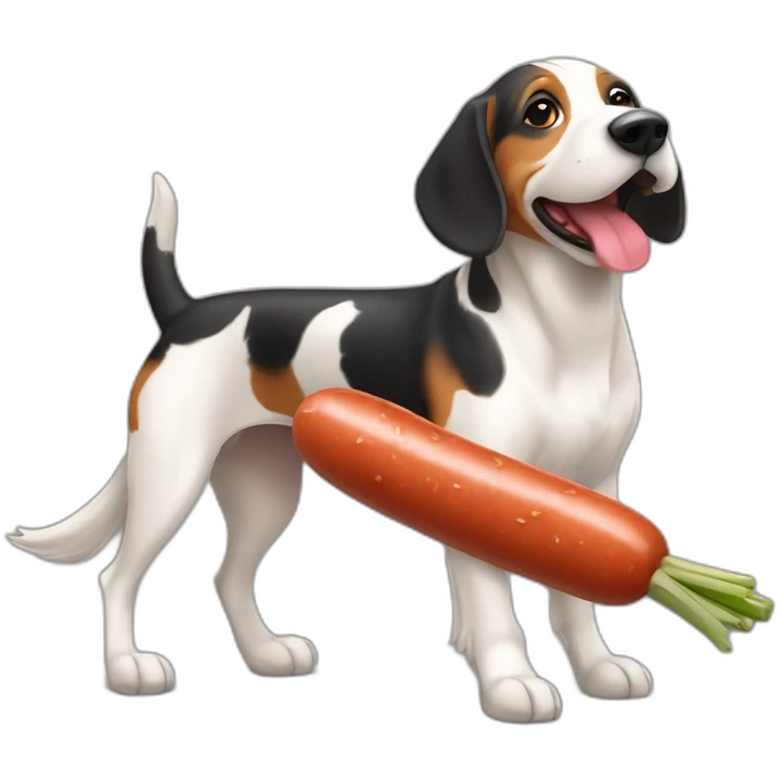 Chien saucisse qui tien une tulipe emoji