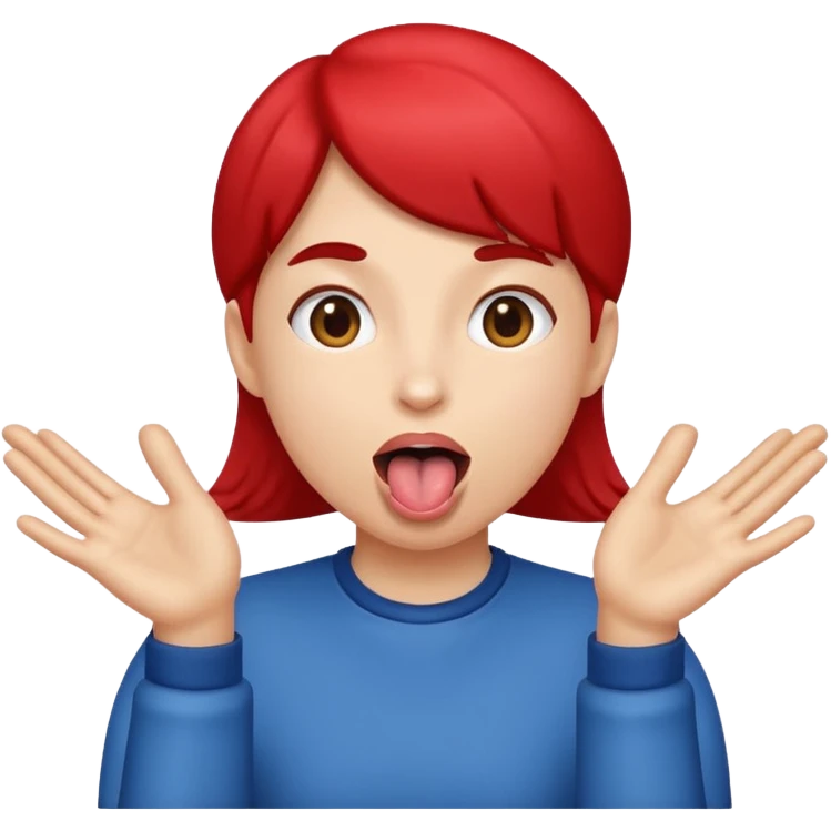 Tongue out  with hands out talking about in it  emoji