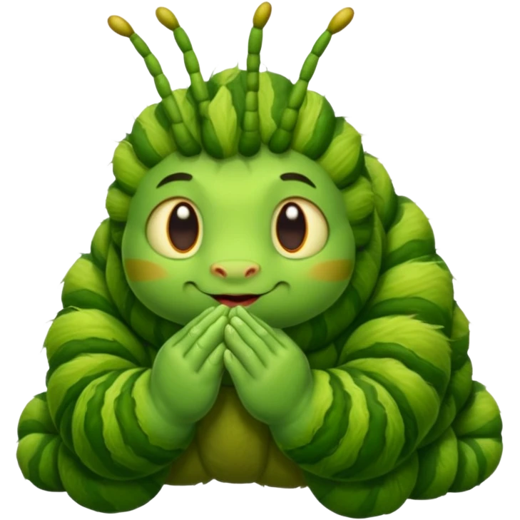 catepillar with praying hands emoji