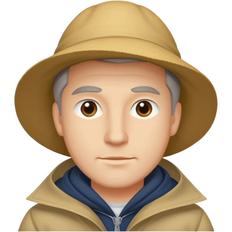 Make a man with a sou’wester, the cap that you use when it rains emoji