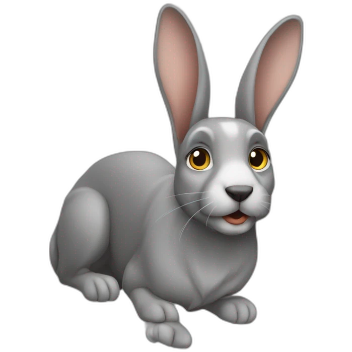 Lapin gris sur un chien emoji