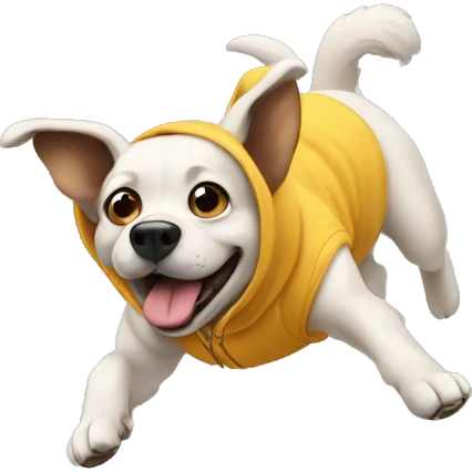 Dog wearing a hoodie doing a backflip emoji