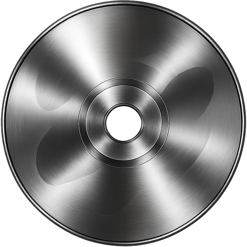 A minimalist CD disc with abstract pattern, glowing effect, orange color emoji