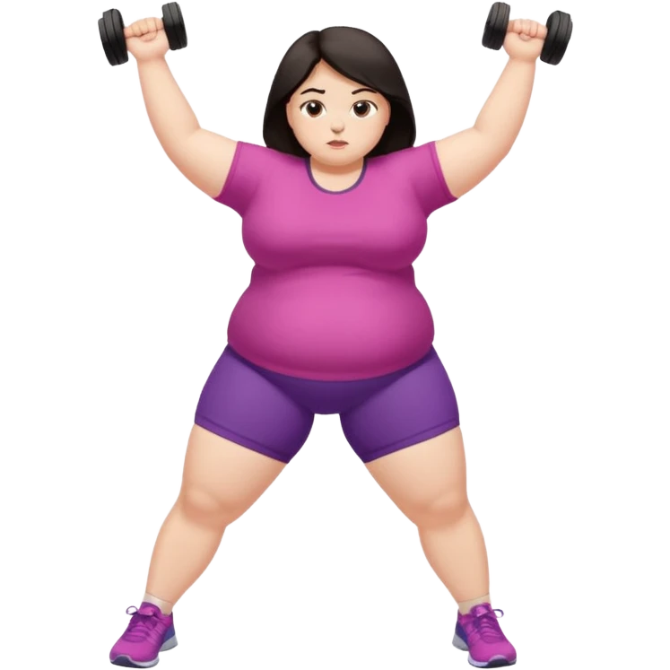 Sad fat girl doing side leg raise dark hair emoji