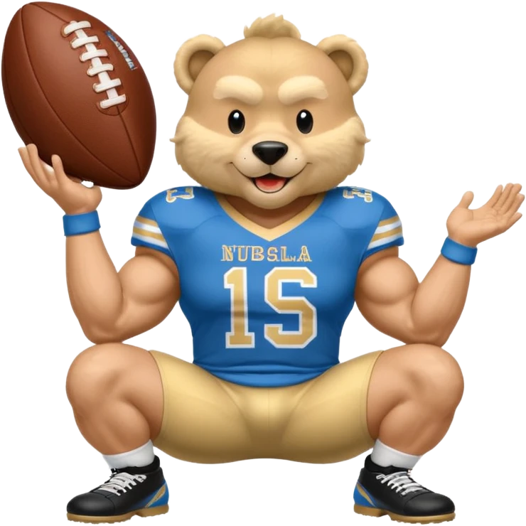 Can you create a emoji of threw Nebraska Cornhusker mascot sitting on top of the UCLA Bruin mascot emoji