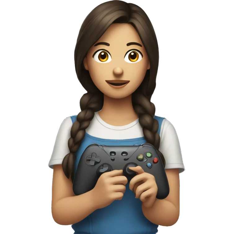 Brunette girl playing videogames emoji