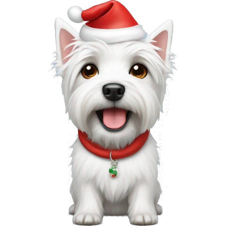 Westie dog with Santa hat emoji