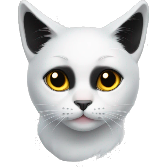 White cat with black fur on ears and black spot around right eye emoji