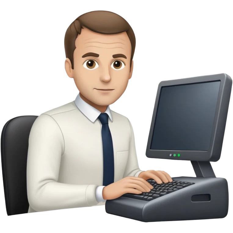 Macron sur l’ordinateur  emoji