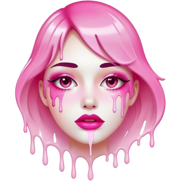 White paint dripping from pink ombre glossy lips emoji