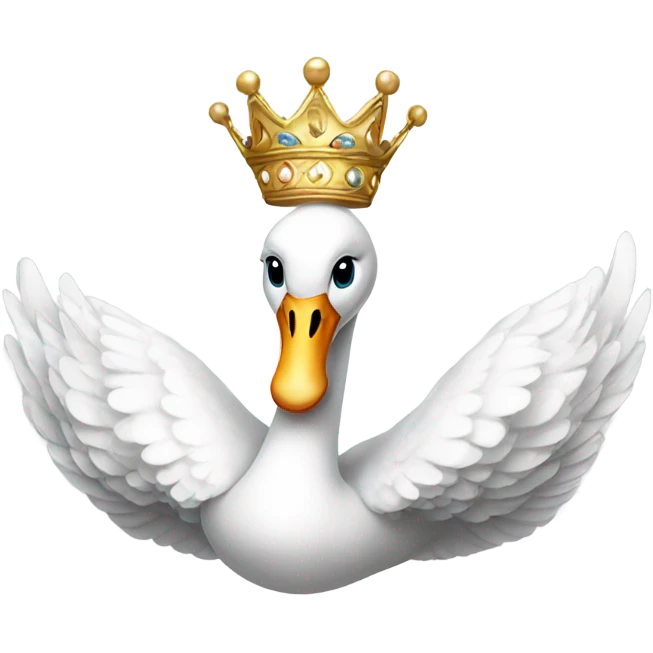 White swan with crown emoji