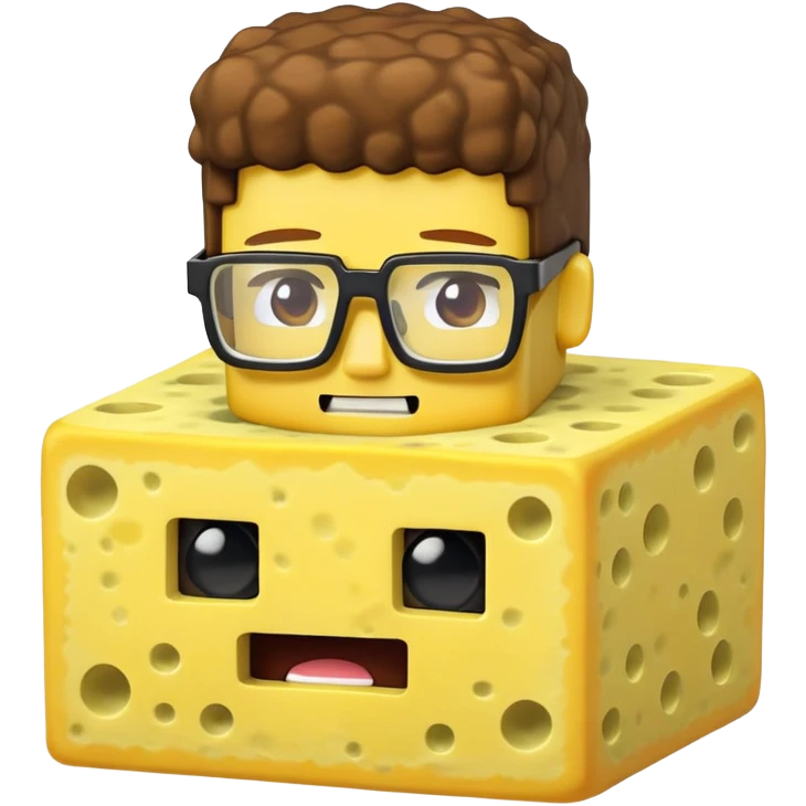 sponge with buck teeth and glasses wearing a Minecraft shirt emoji