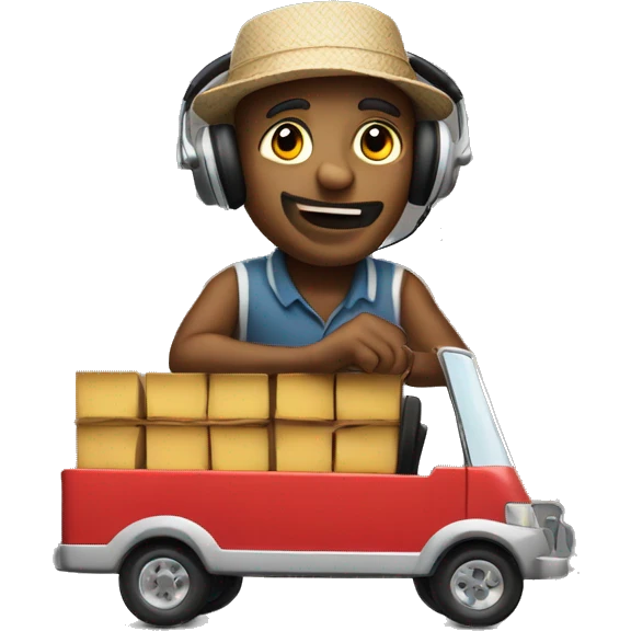 Trinidad man in an ad wagon playing music on loud speakers  emoji