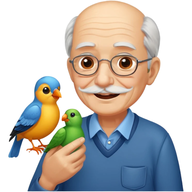 happy old man with bird emoji