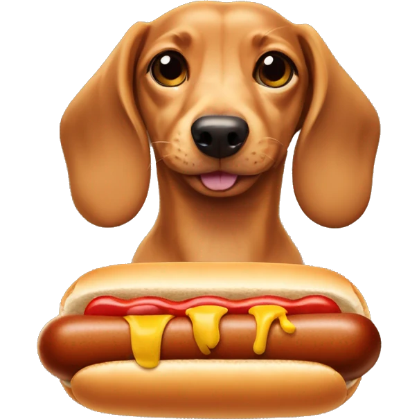 Dachshund puppy with a hot dog emoji