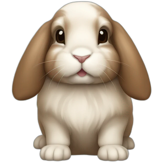 brown holland lop bunny (portrait, facing forward, iOS 17 style, happy) emoji