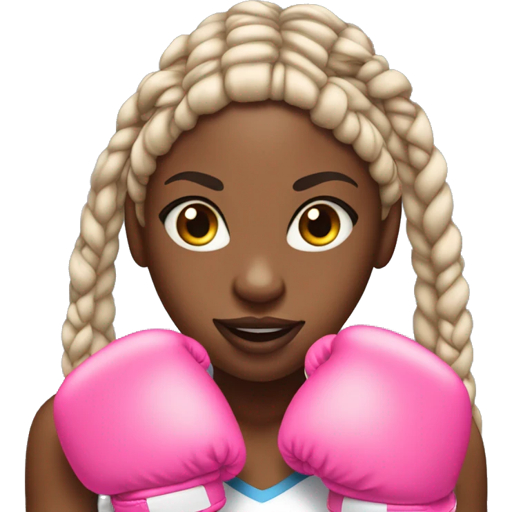 mad black girl with long box braids wearing pink boxing gloves emoji