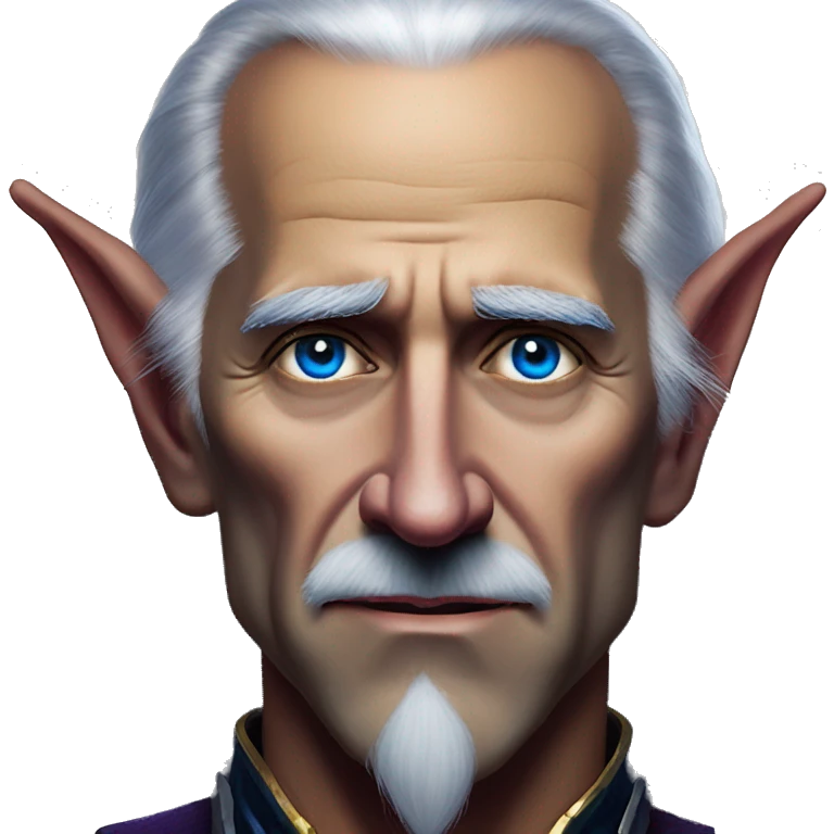 Night Elf Biden in Warcraft style, oil paint, mysterious eyes, intricate lips, masterpiece portrait, beautiful, desirable, logical emoji