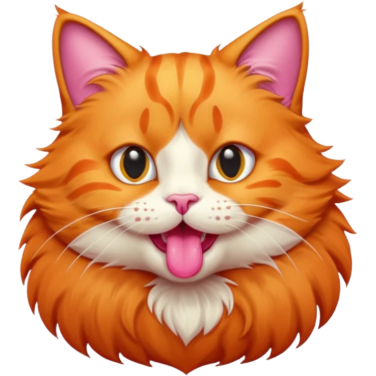 um gato laranja curioso mostrando a lingua emoji