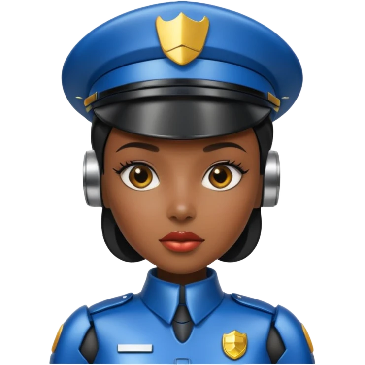 black half robot cop woman emoji