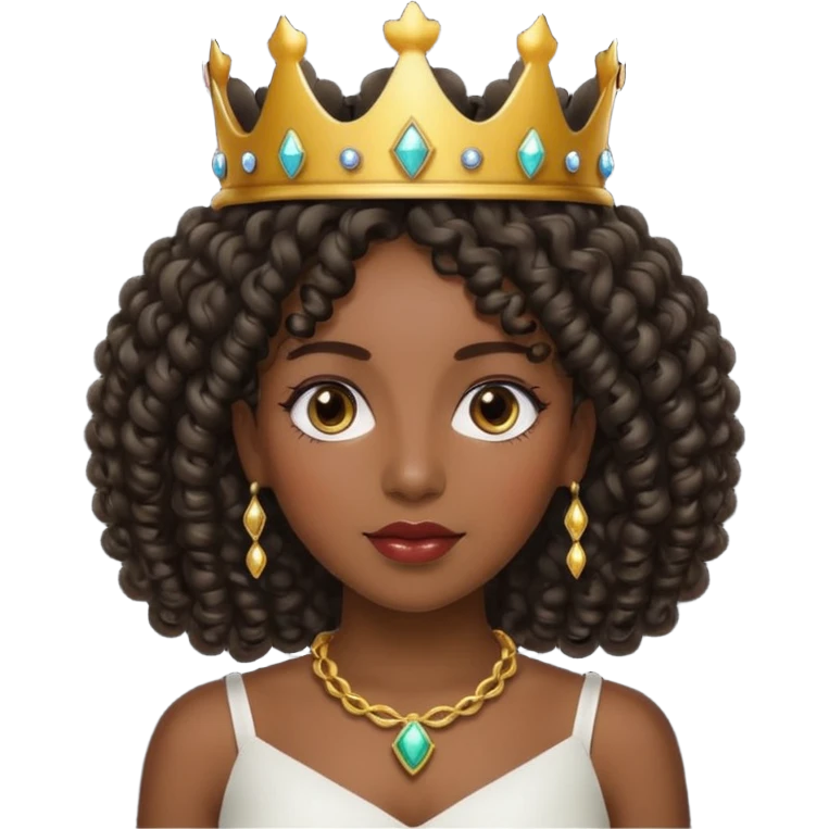Una mujer negra rizada con una corona emoji