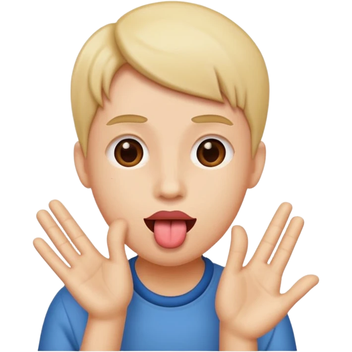 tounge out with hqnds to the side emoji