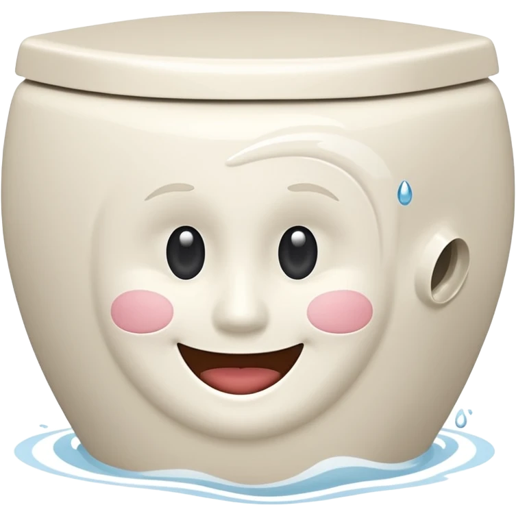 Flush toilet with a face smile emoji