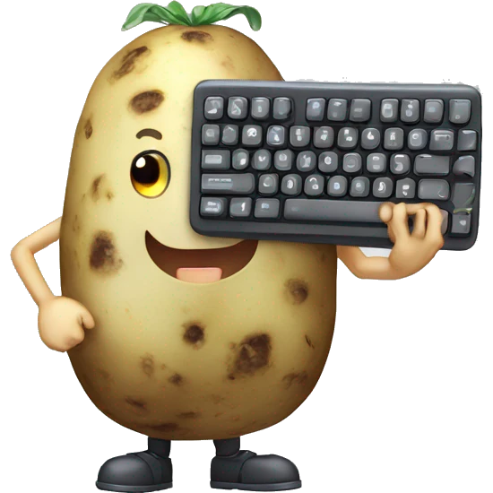 potato with a mechanical keyboard in hand anime emoji
