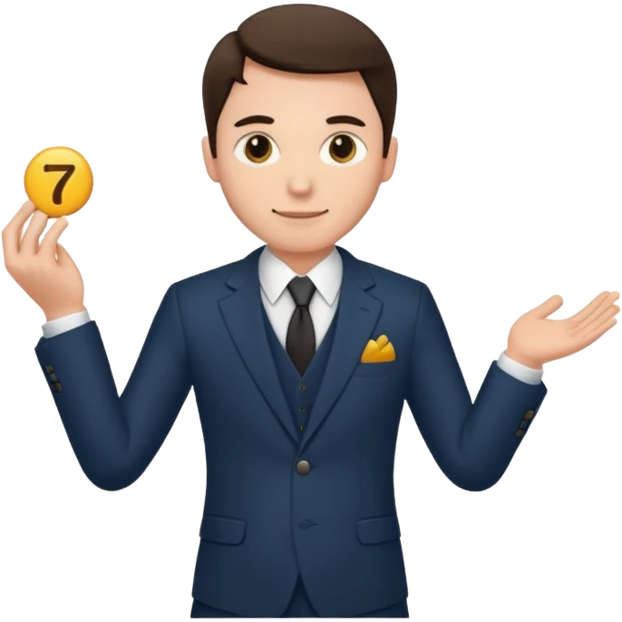 Homme tenant un 6 et un 7 emoji
