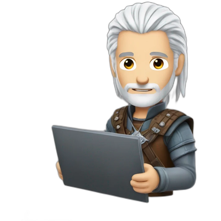 geralt of rivia holding a pc keyboard emoji