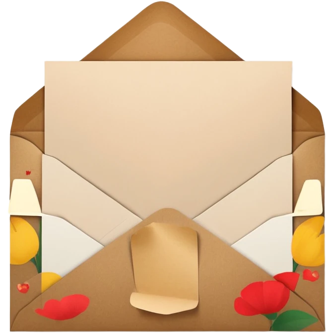 blank greeting card open with brown envelope next to it emoji