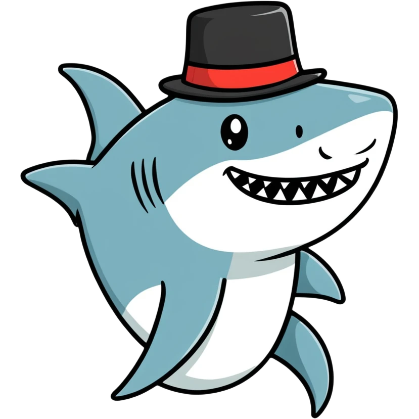 Shark with a top hat emoji