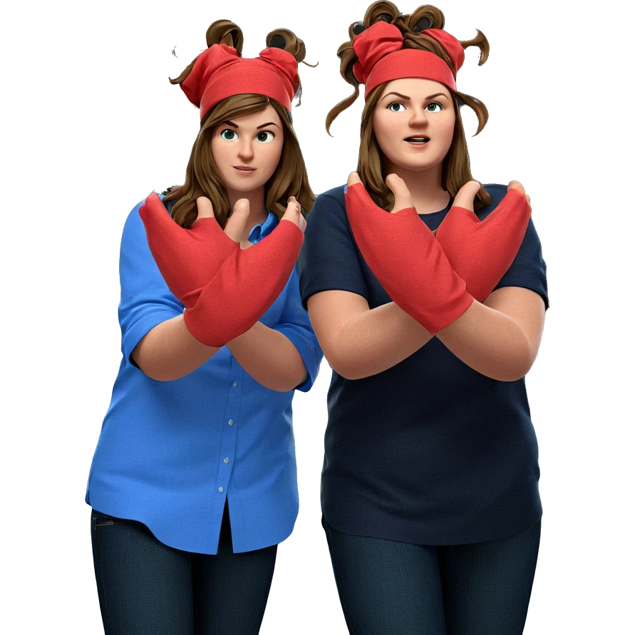 brown hair in blue shirt emoji