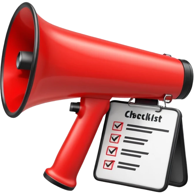 megaphone with a checklist emoji