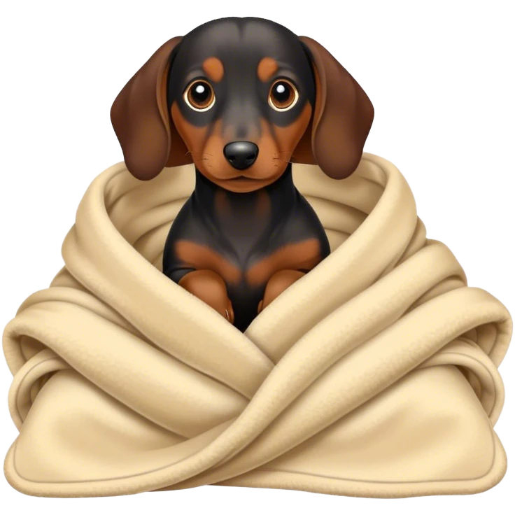 black and brown dachshund wrapped in blanket emoji