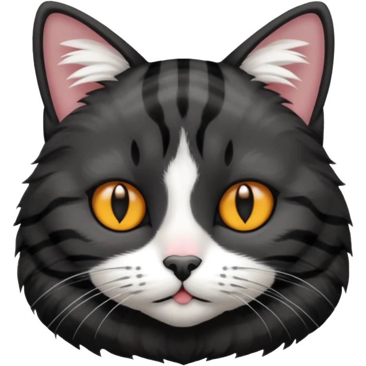 Black striped cat white nose emoji