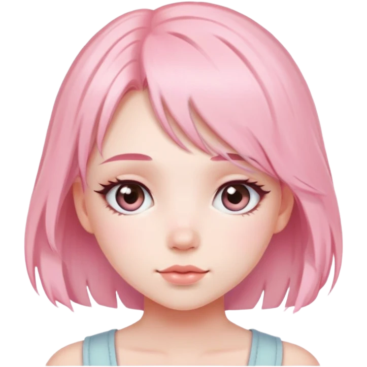 cute soft girl with blush and pastel pink hair emoji